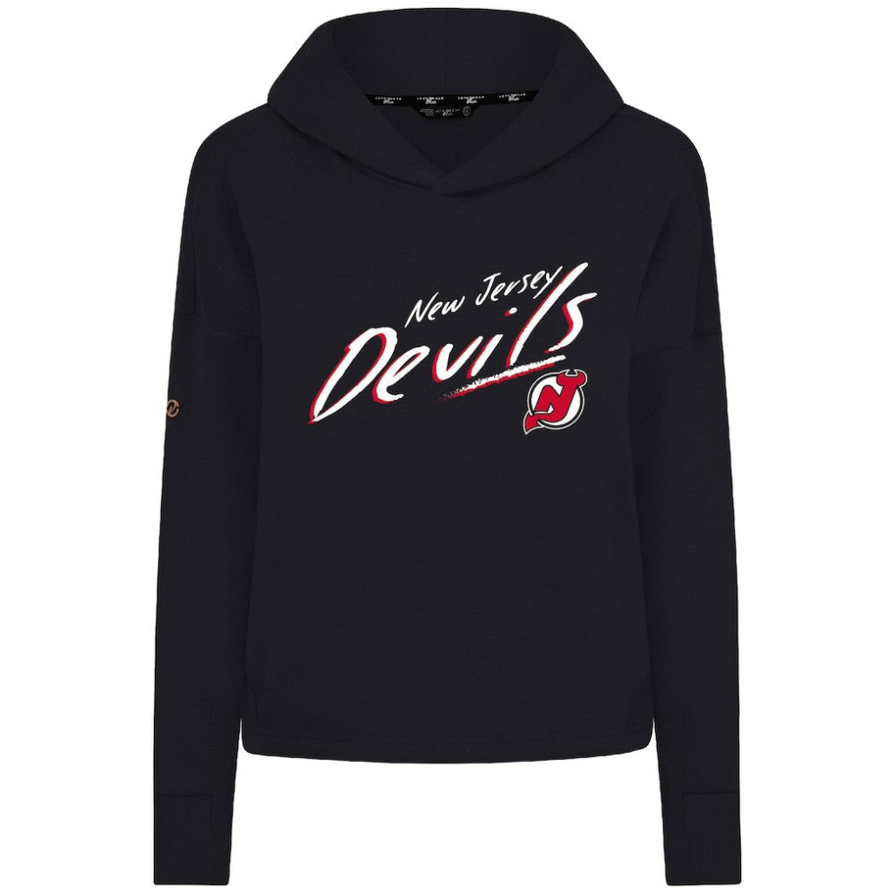 New Jersey Devils Levelwear Women's Sweet Sizzle Tri-Blend Cropped Pullover Hoodie Black
