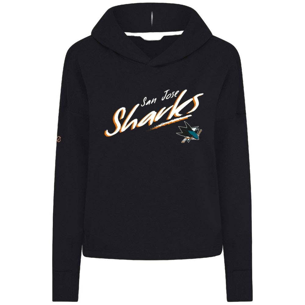 San Jose Sharks Levelwear Women's Sweet Sizzle Tri-Blend Cropped Pullover Hoodie Black