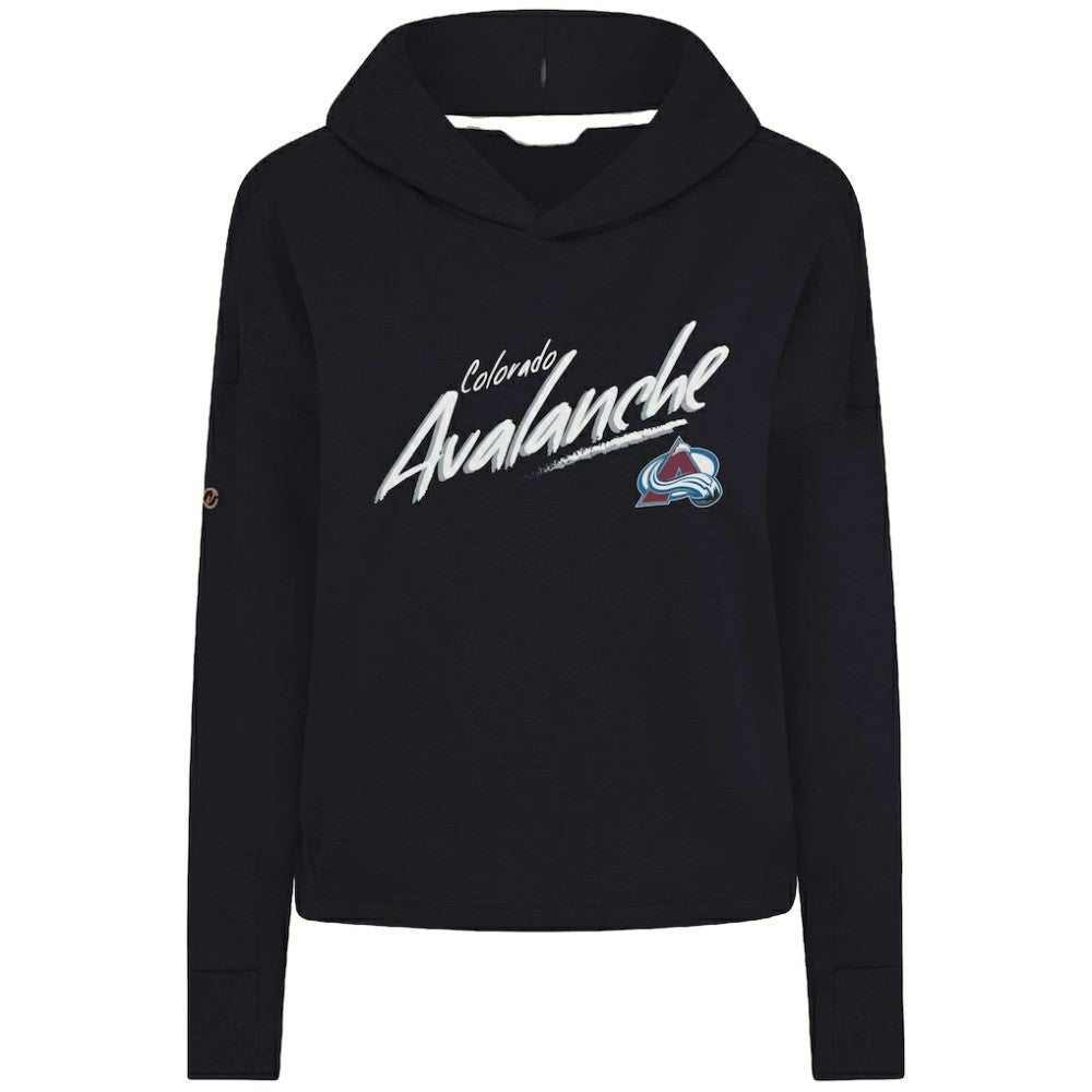 Colorado Avalanche Levelwear Women's Sweet Sizzle Tri-Blend Cropped Pullover Hoodie Black