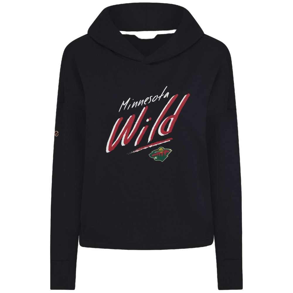 Minnesota Wild Levelwear Women's Sweet Sizzle Tri-Blend Cropped Pullover Hoodie Black
