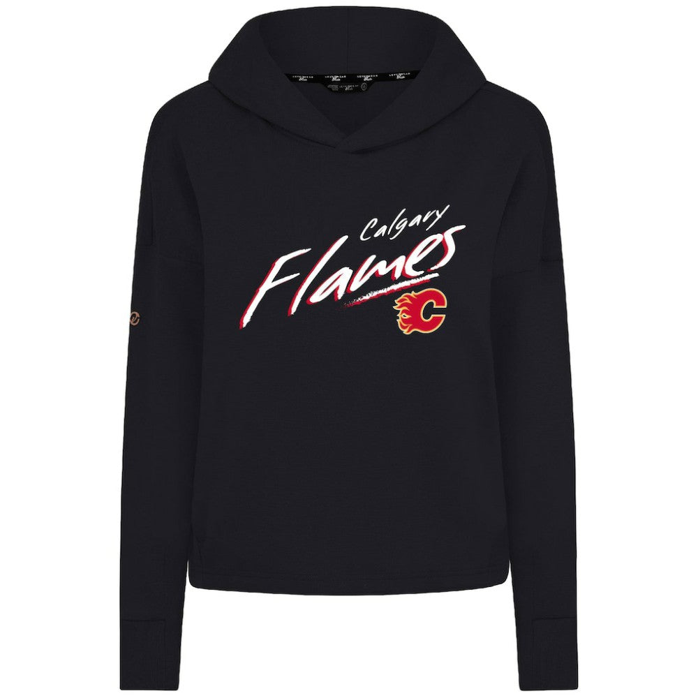 Calgary Flames Levelwear Women's Sweet Sizzle Tri-Blend Cropped Pullover Hoodie Black