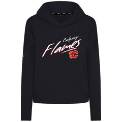 Calgary Flames Levelwear Women's Sweet Sizzle Tri-Blend Cropped Pullover Hoodie Black