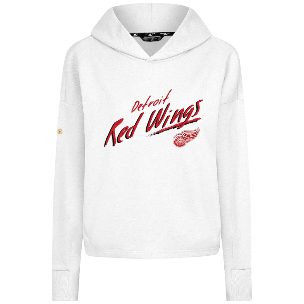 Detroit Red Wings Levelwear Women's Sweet Sizzle Tri-Blend Cropped Pullover Hoodie White