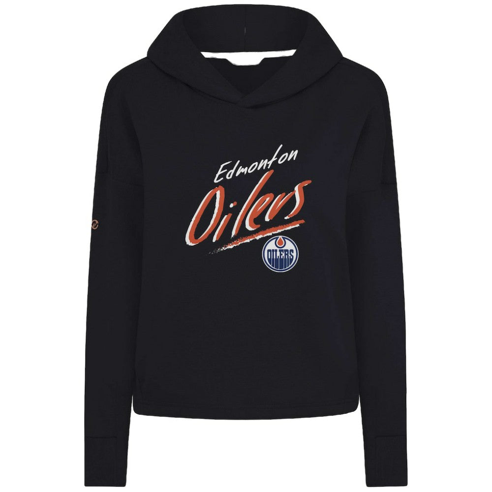 Edmonton Oilers Levelwear Women's Sweet Sizzle Tri-Blend Cropped Pullover Hoodie Black