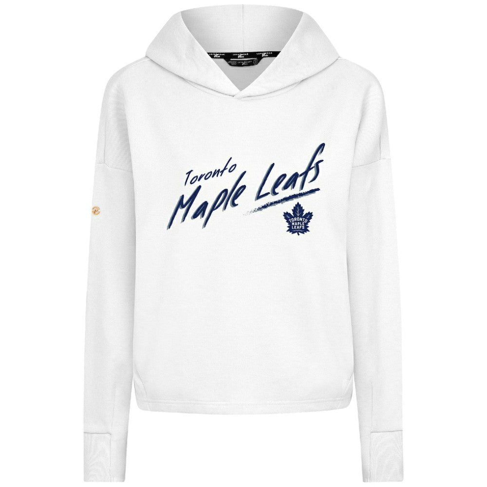 Toronto Maple Leafs Levelwear Women's Sweet Sizzle Tri-Blend Cropped Pullover Hoodie White