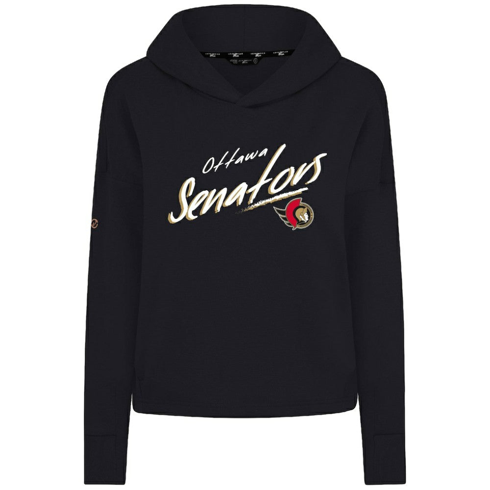 Ottawa Senators Levelwear Women's Sweet Sizzle Tri-Blend Cropped Pullover Hoodie Black