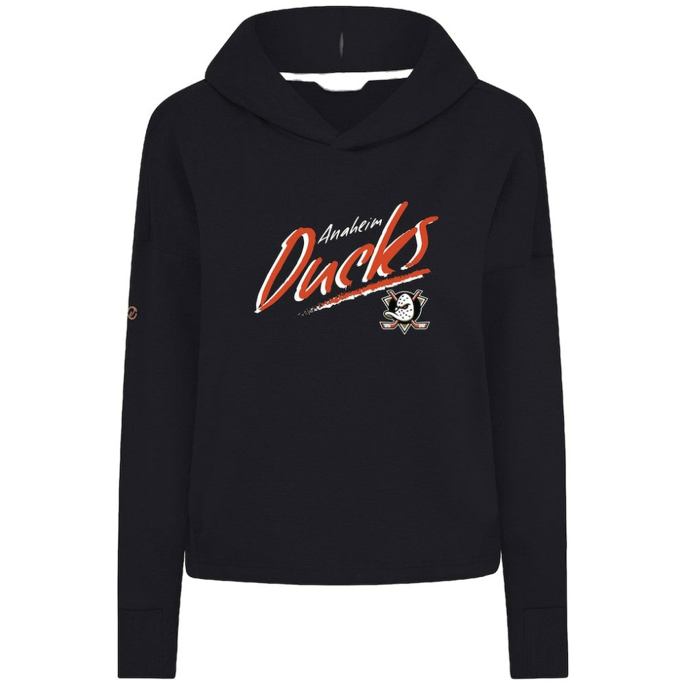 Anaheim Ducks Levelwear Women's Sweet Sizzle Tri-Blend Cropped Pullover Hoodie Black