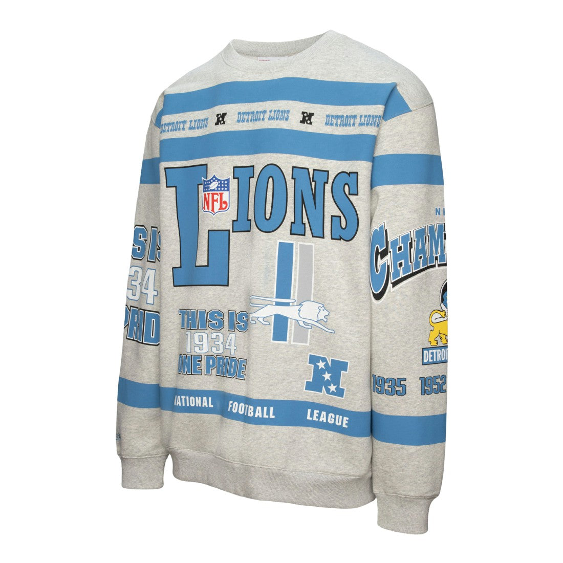 Detroit Lions All Over Print Vintage Fleece Crewneck Sweatshirt - Heather Gray sale