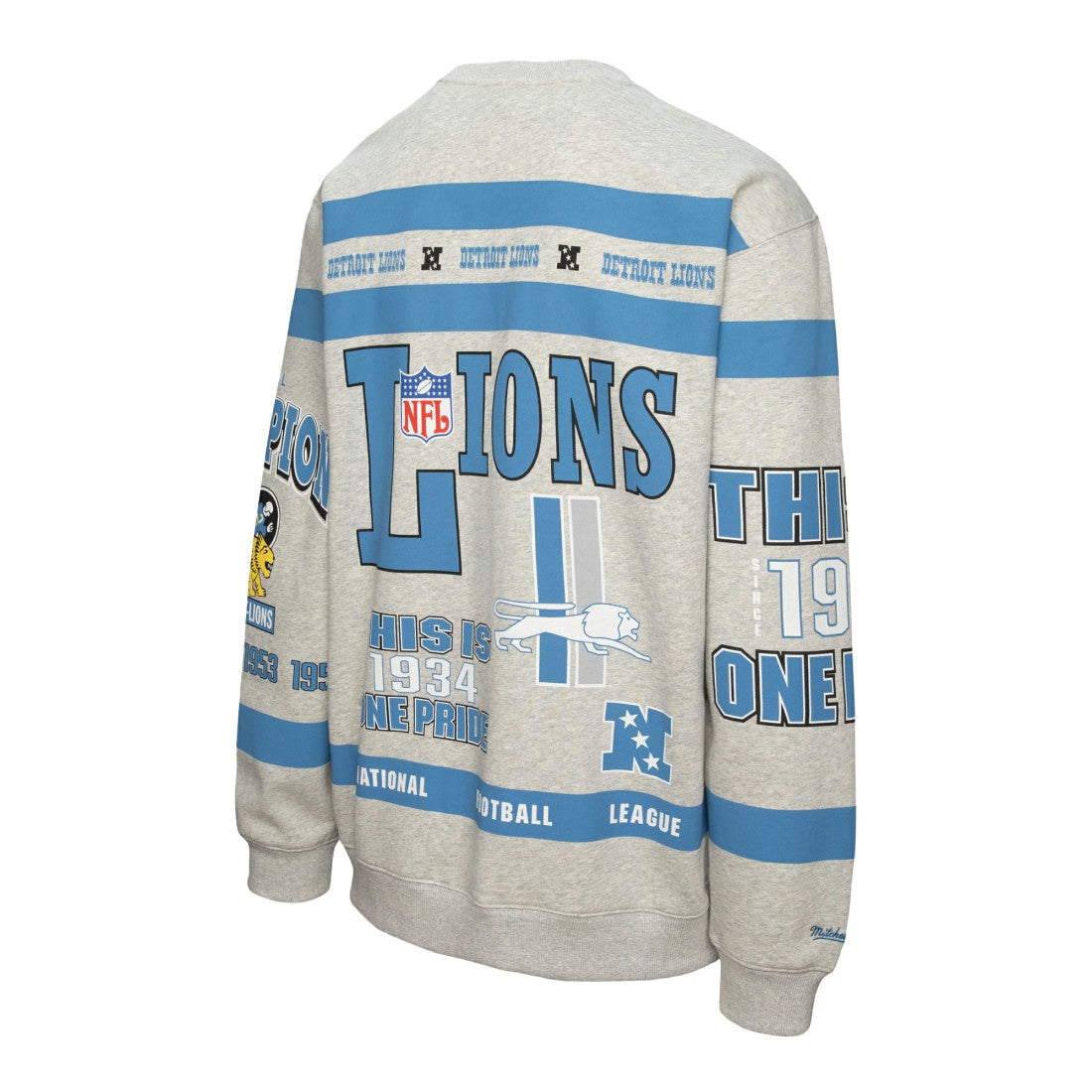 Detroit Lions All Over Print Vintage Fleece Crewneck Sweatshirt - Heather Gray sale