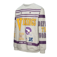 Minnesota Vikings All Over Print Vintage Fleece Crewneck Sweatshirt - Heather Gray outlet