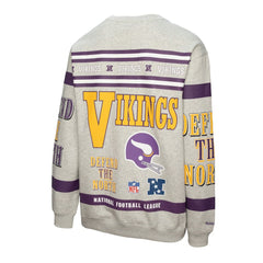 Minnesota Vikings All Over Print Vintage Fleece Crewneck Sweatshirt - Heather Gray outlet
