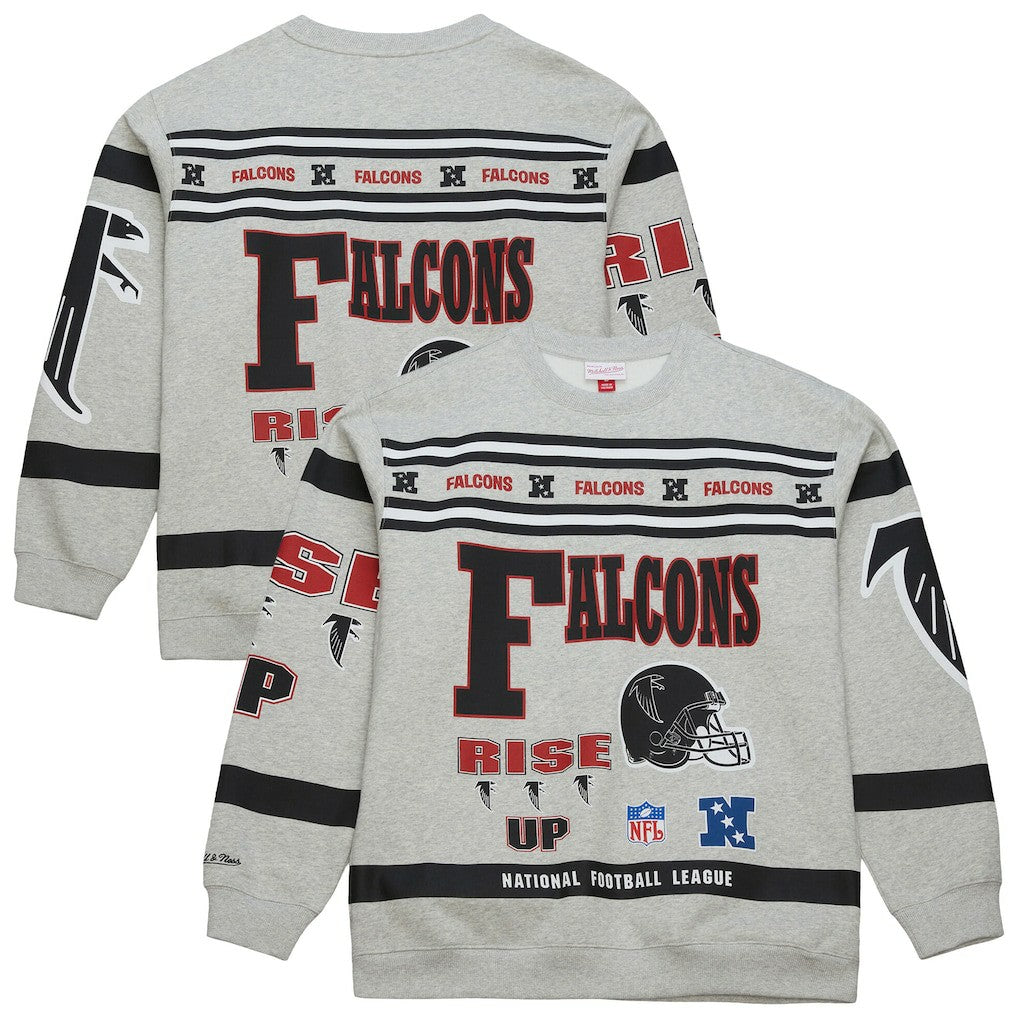 Atlanta Falcons All Over Print Vintage Fleece Crewneck Sweatshirt - Heather Gray cheap