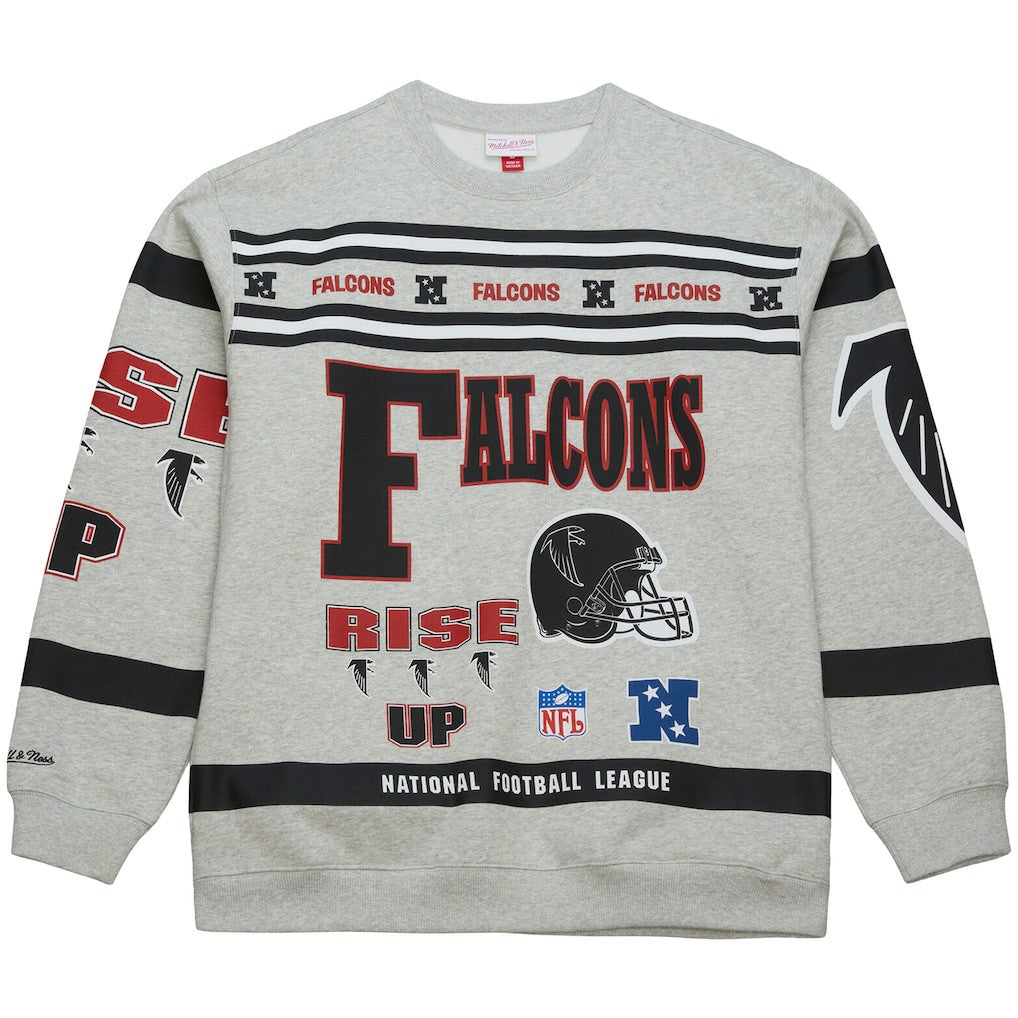 Atlanta Falcons All Over Print Vintage Fleece Crewneck Sweatshirt - Heather Gray cheap