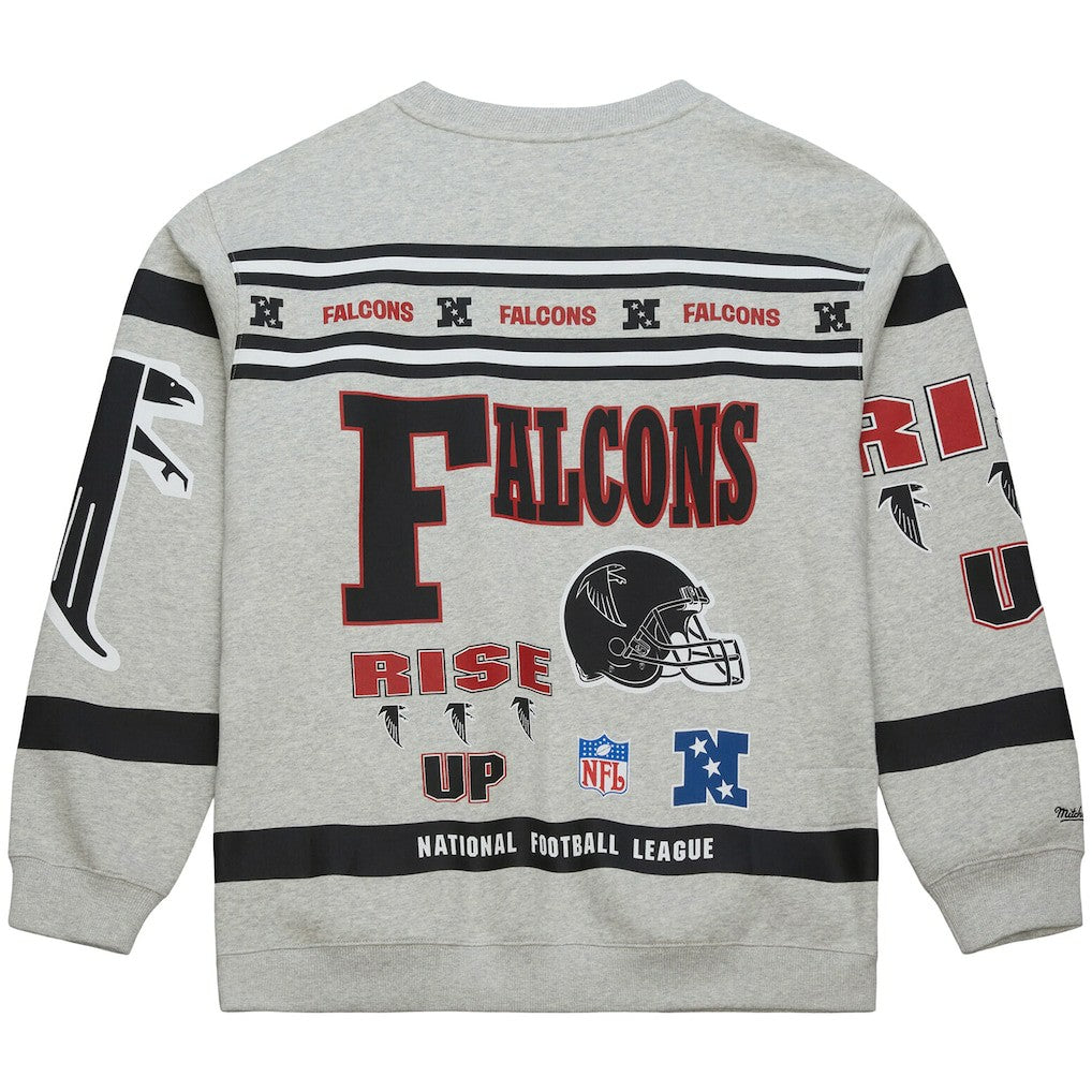 Atlanta Falcons All Over Print Vintage Fleece Crewneck Sweatshirt - Heather Gray cheap