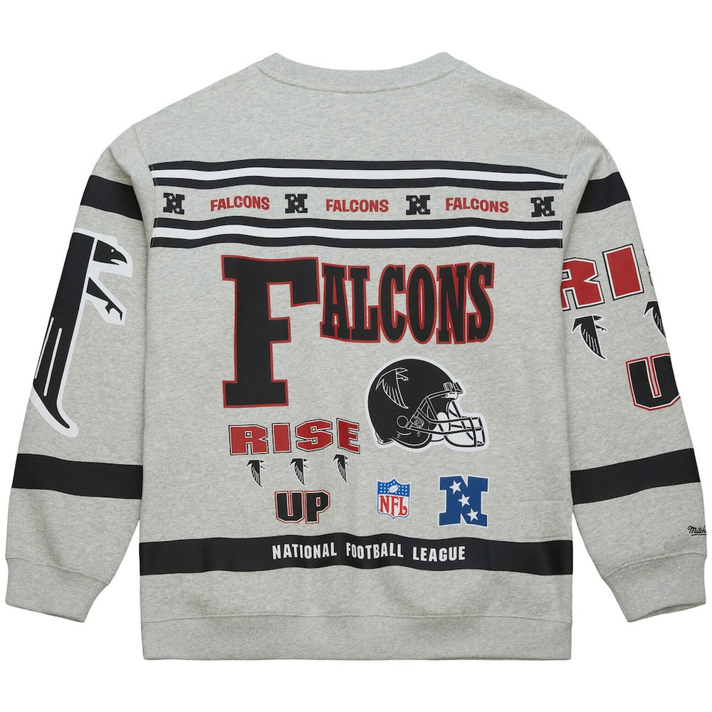 Atlanta Falcons All Over Print Vintage Fleece Crewneck Sweatshirt - Heather Gray cheap