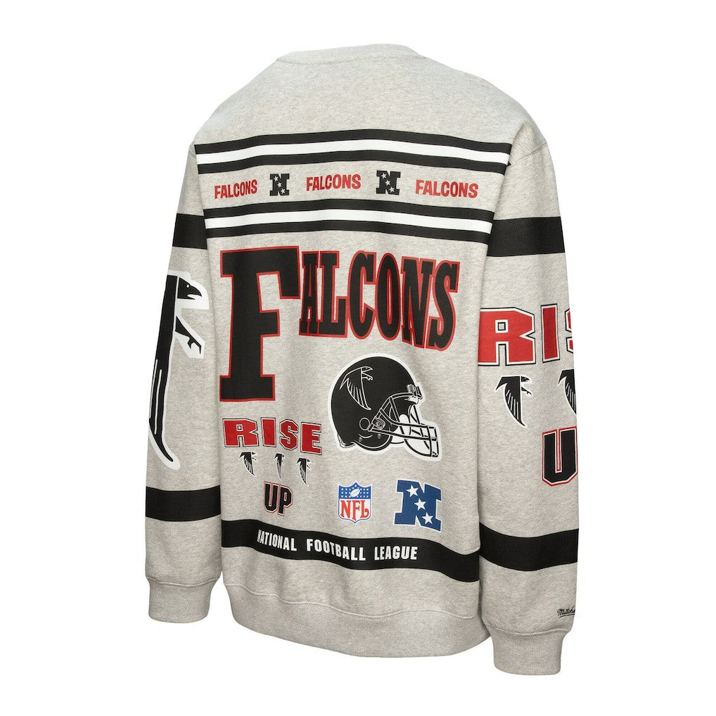 Atlanta Falcons All Over Print Vintage Fleece Crewneck Sweatshirt - Heather Gray cheap