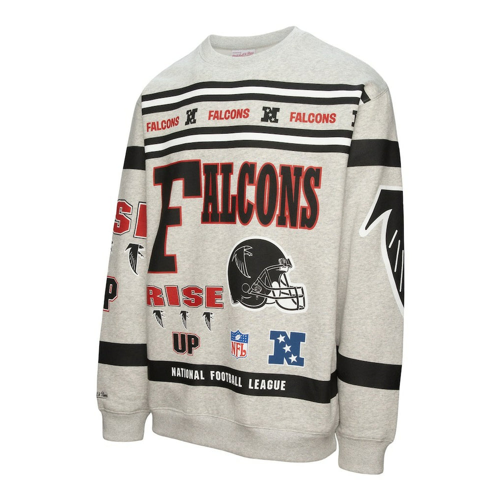 Atlanta Falcons All Over Print Vintage Fleece Crewneck Sweatshirt - Heather Gray cheap