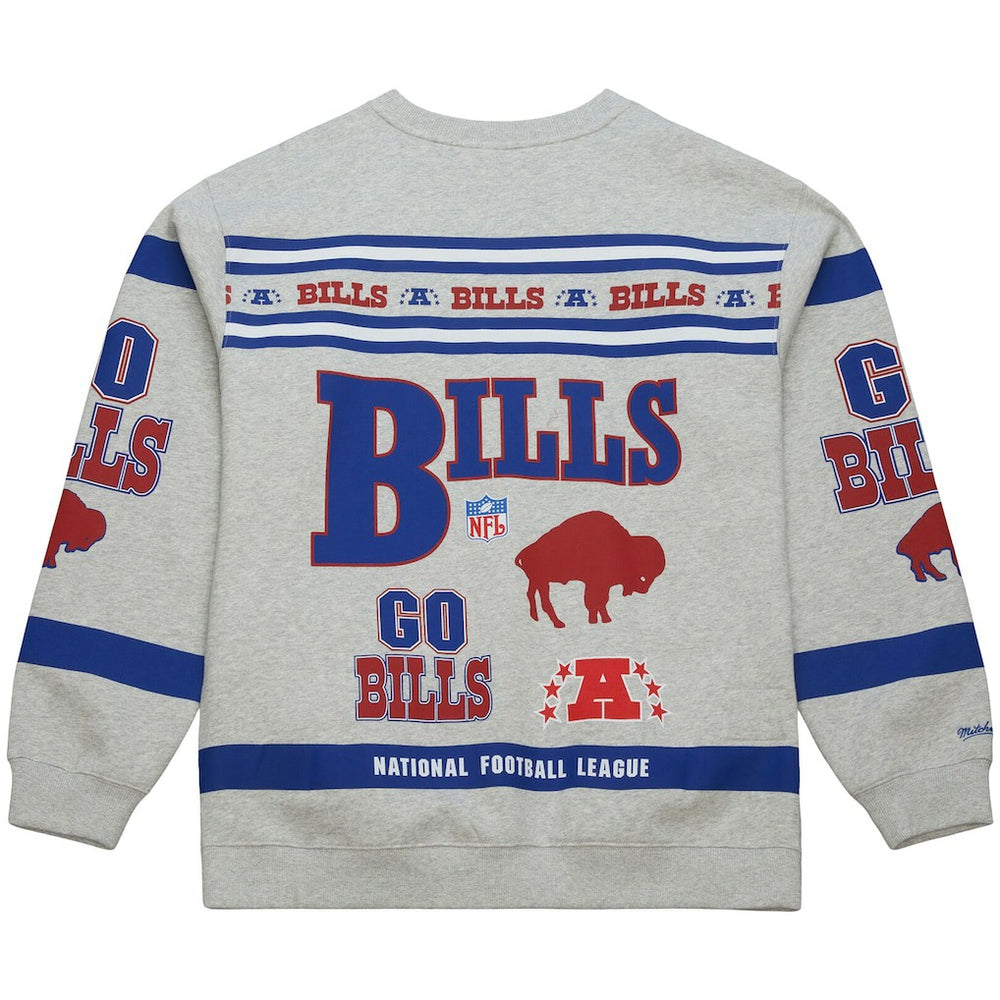 Buffalo Bills All Over Print Vintage Fleece Crewneck Sweatshirt - Heather Gray sale