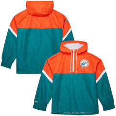 Miami Dolphins Tie Breaker Vintage Logo Lightweight Anorak Half-Zip Windbreaker - Orange/Aqua online