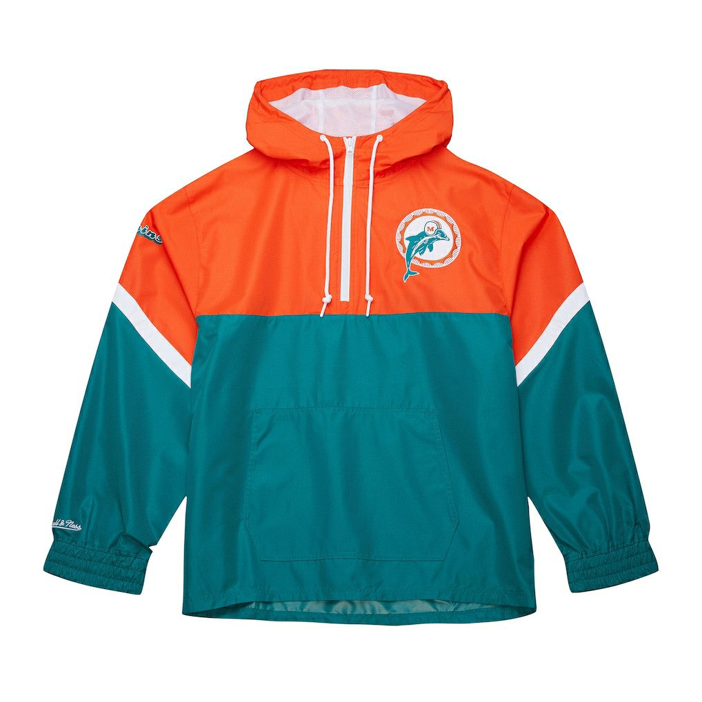 Miami Dolphins Tie Breaker Vintage Logo Lightweight Anorak Half-Zip Windbreaker - Orange/Aqua online