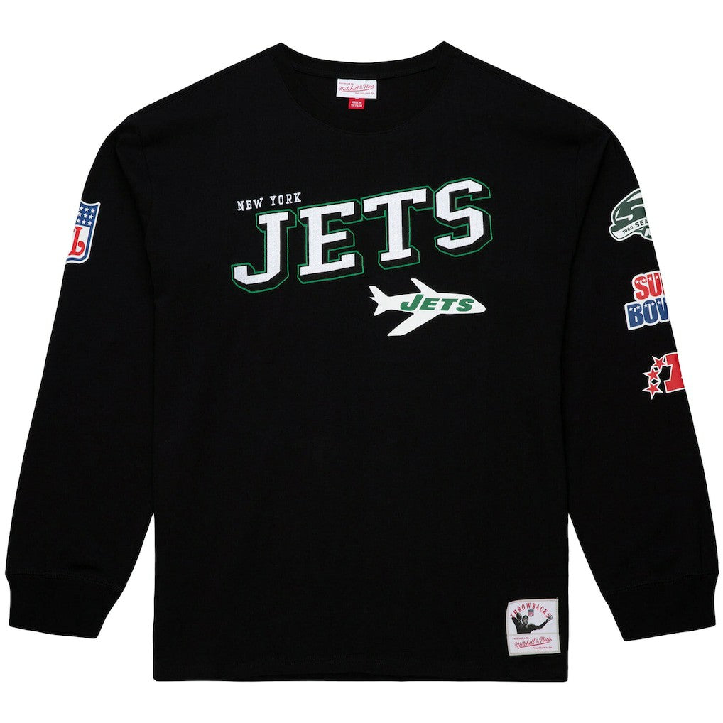 New York Jets Training Camp Vintage Logos Long Sleeve T-Shirt - Black on sale