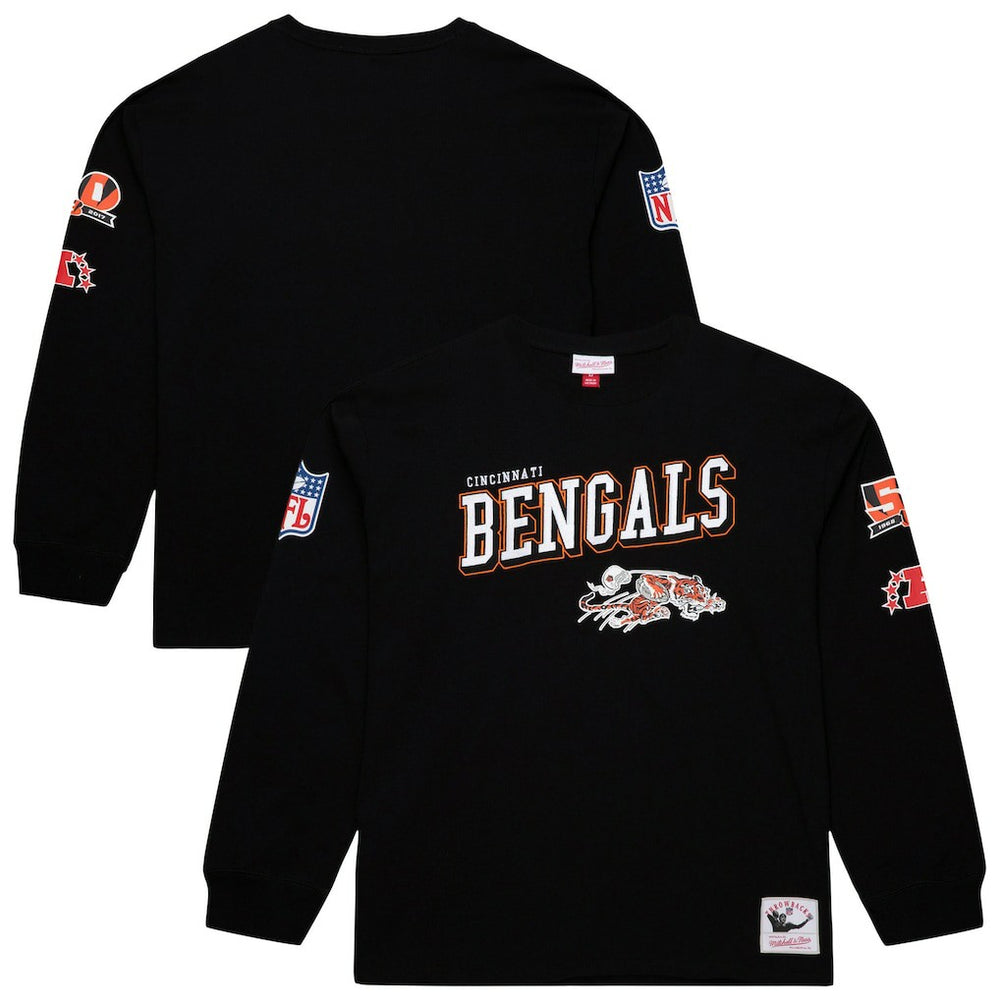 Cincinnati Bengals Training Camp Vintage Logos Long Sleeve T-Shirt - Black on sale