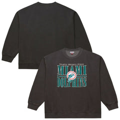 Miami Dolphins Downtown Crew Vintage Logo Sweatshirt - Black for sale