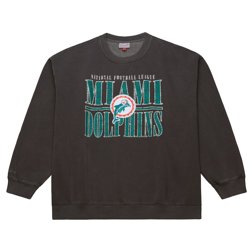 Miami Dolphins Downtown Crew Vintage Logo Sweatshirt - Black for sale