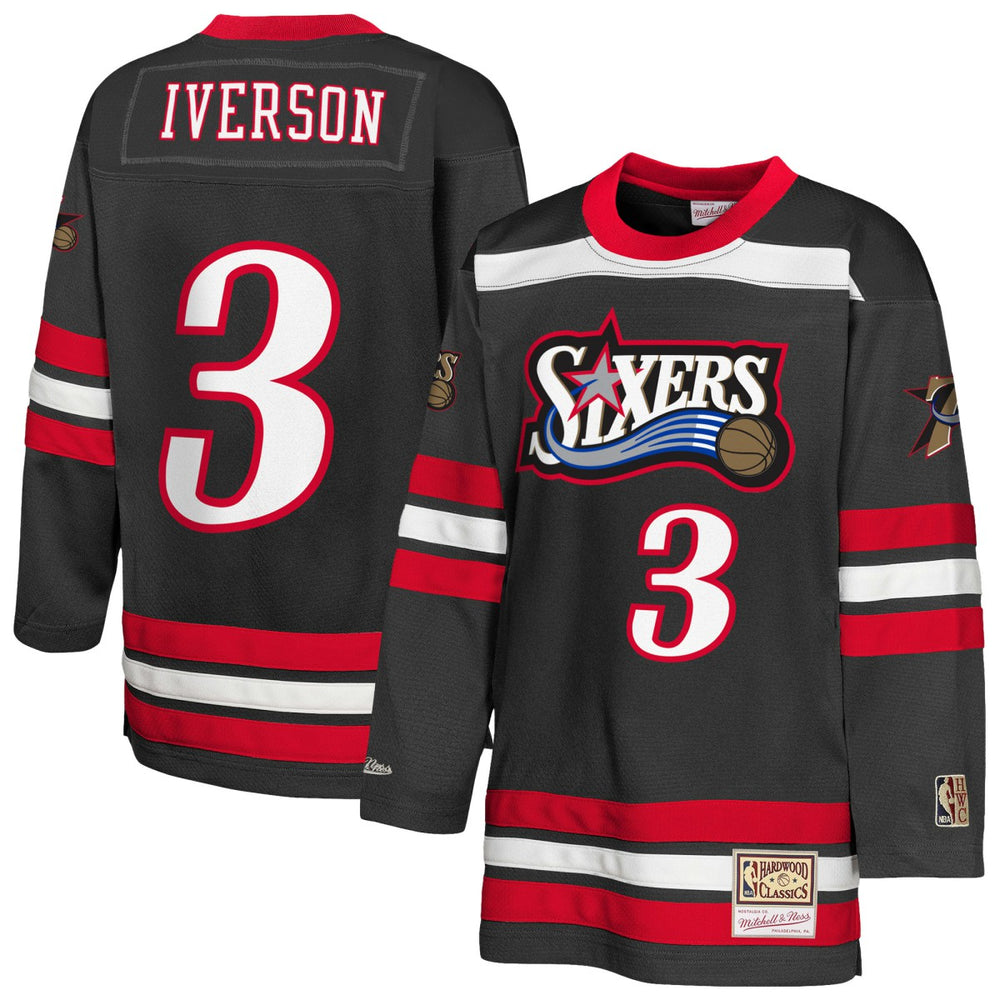 Allen Iverson Philadelphia 76ers Youth Maxxed Out 2.0 Fashion Hockey Jersey - Black | Mitchell & Ness cheap
