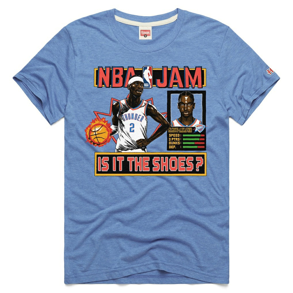 Shai Gilgeous-Alexander Oklahoma City Thunder Homage Unisex NBA Jam Tri-Blend T-Shirt - Light Blue cheap