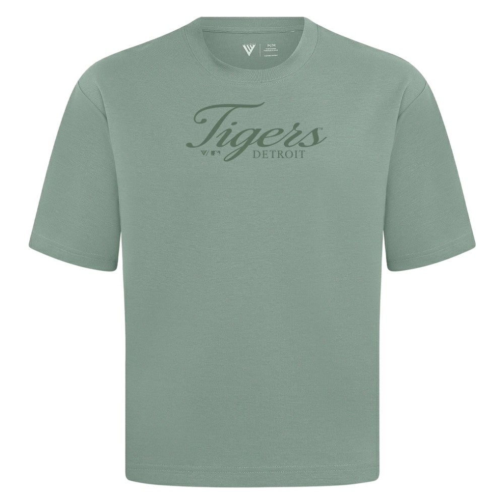 Detroit Tigers Levelwear Ethereal Oversized Luxe Signature Knit T-Shirt - Green