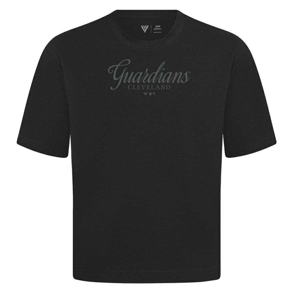 Cleveland Guardians Levelwear Ethereal Oversized Luxe Signature Knit T-Shirt - Black