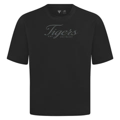 Detroit Tigers Levelwear Ethereal Oversized Luxe Signature Knit T-Shirt - Black