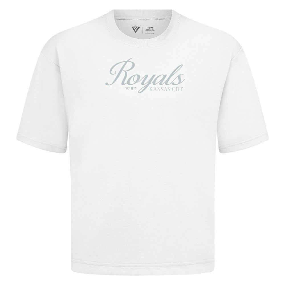 Kansas City Royals Levelwear Ethereal Oversized Luxe Signature Knit T-Shirt - White