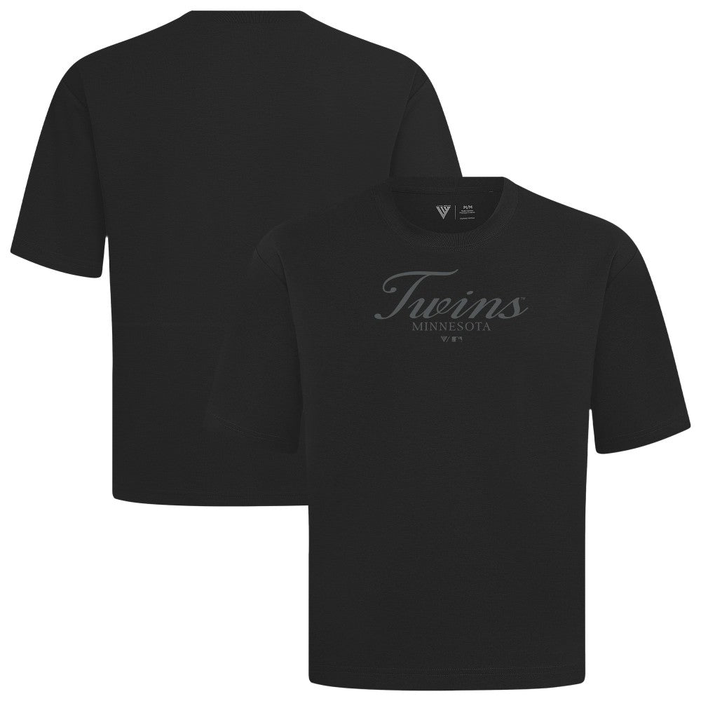 Minnesota Twins Levelwear Ethereal Oversized Luxe Signature Knit T-Shirt - Black