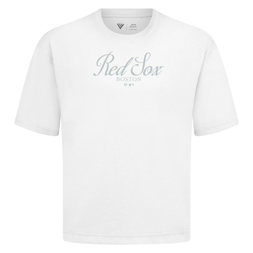 Boston Red Sox Levelwear Ethereal Oversized Luxe Signature Knit T-Shirt - White