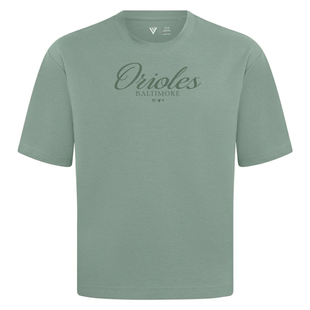 Baltimore Orioles Levelwear Ethereal Oversized Luxe Signature Knit T-Shirt - Green