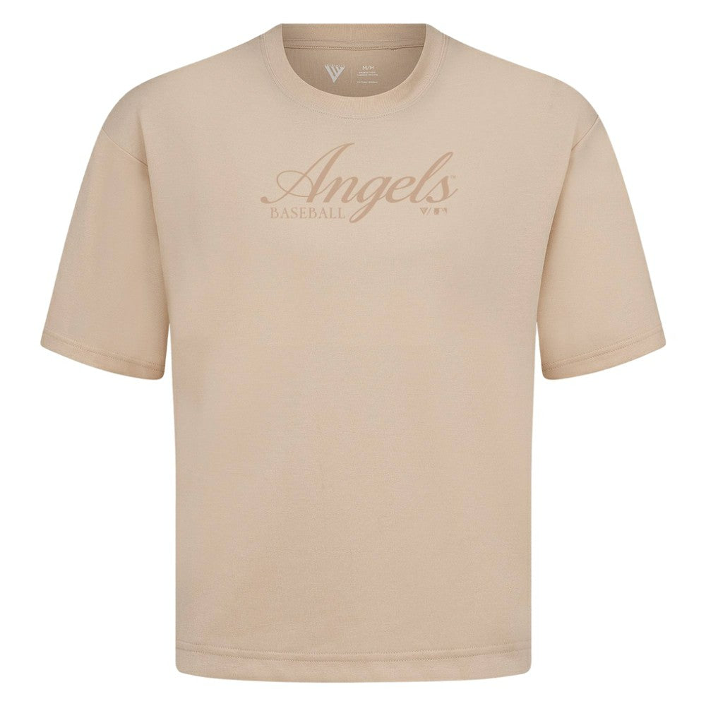 Los Angeles Angels Levelwear Ethereal Oversized Luxe Signature Knit T-Shirt - Khaki