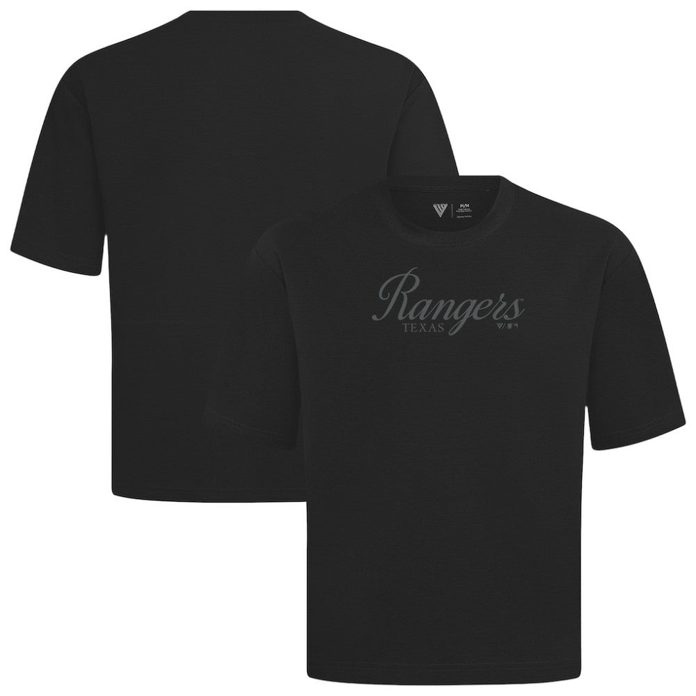 Texas Rangers Levelwear Ethereal Oversized Luxe Signature Knit T-Shirt - Black