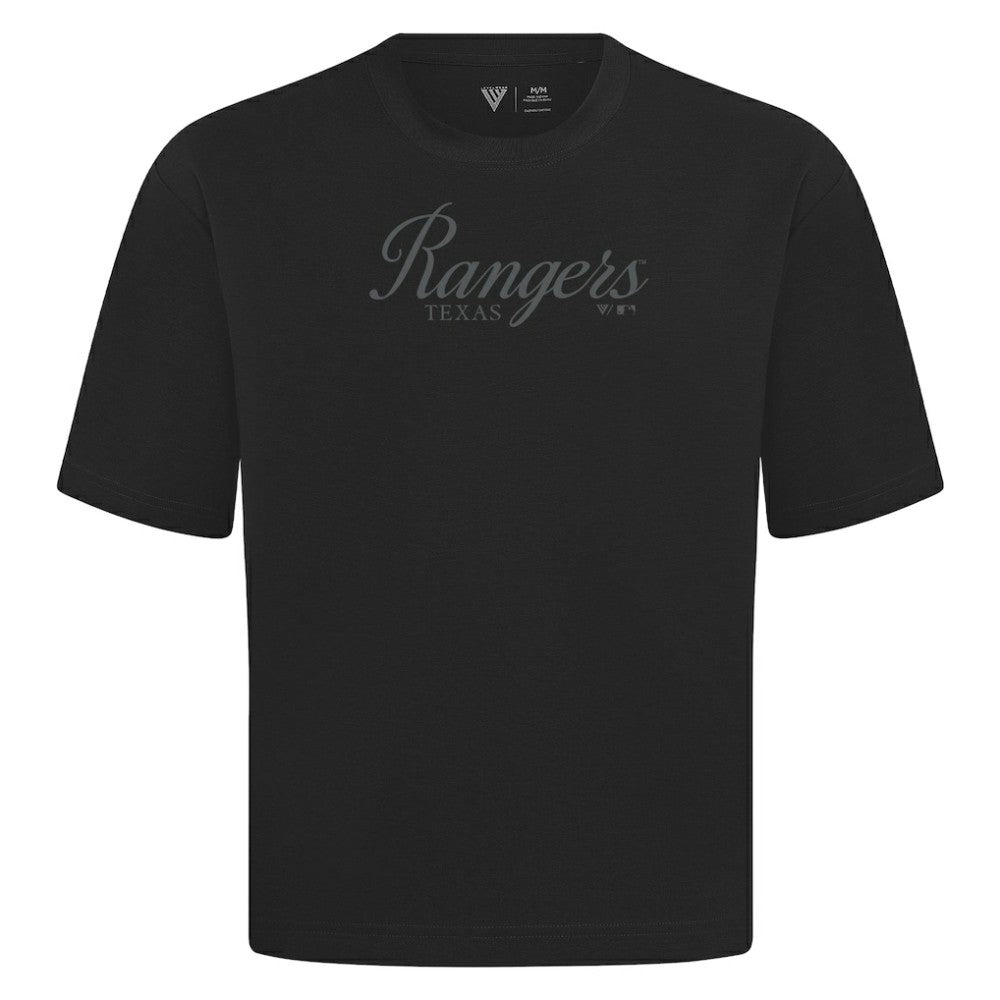 Texas Rangers Levelwear Ethereal Oversized Luxe Signature Knit T-Shirt - Black
