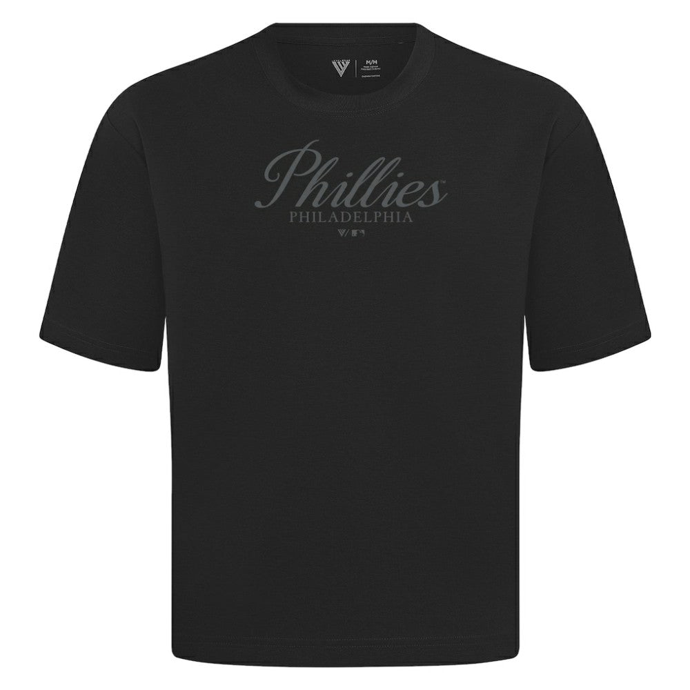 Philadelphia Phillies Levelwear Ethereal Oversized Luxe Signature Knit T-Shirt - Black