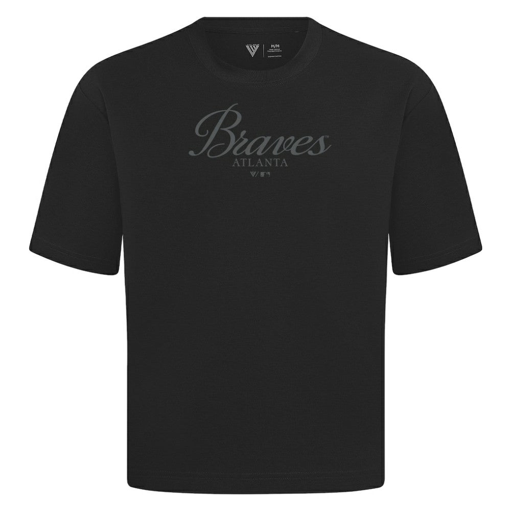 Atlanta Braves Levelwear Ethereal Oversized Luxe Signature Knit T-Shirt - Black