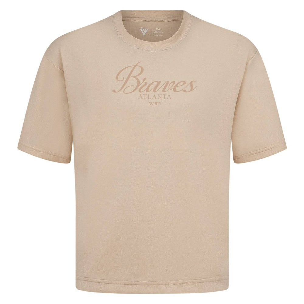 Atlanta Braves Levelwear Ethereal Oversized Luxe Signature Knit T-Shirt - Khaki