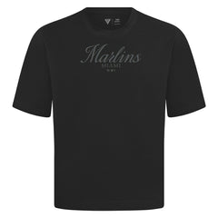 Miami Marlins Levelwear Ethereal Oversized Luxe Signature Knit T-Shirt - Black