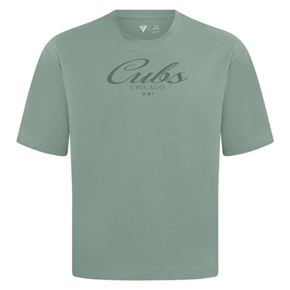Chicago Cubs Levelwear Ethereal Oversized Luxe Signature Knit T-Shirt - Green