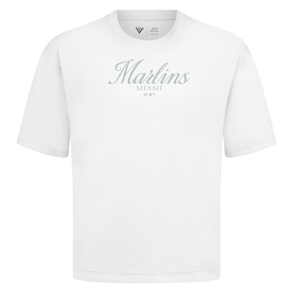 Miami Marlins Levelwear Ethereal Oversized Luxe Signature Knit T-Shirt - White