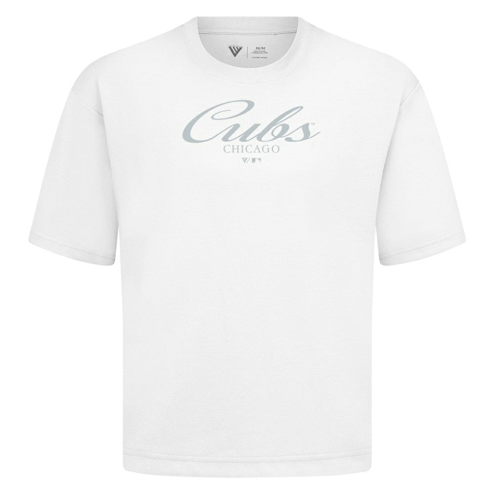 Chicago Cubs Levelwear Ethereal Oversized Luxe Signature Knit T-Shirt - White