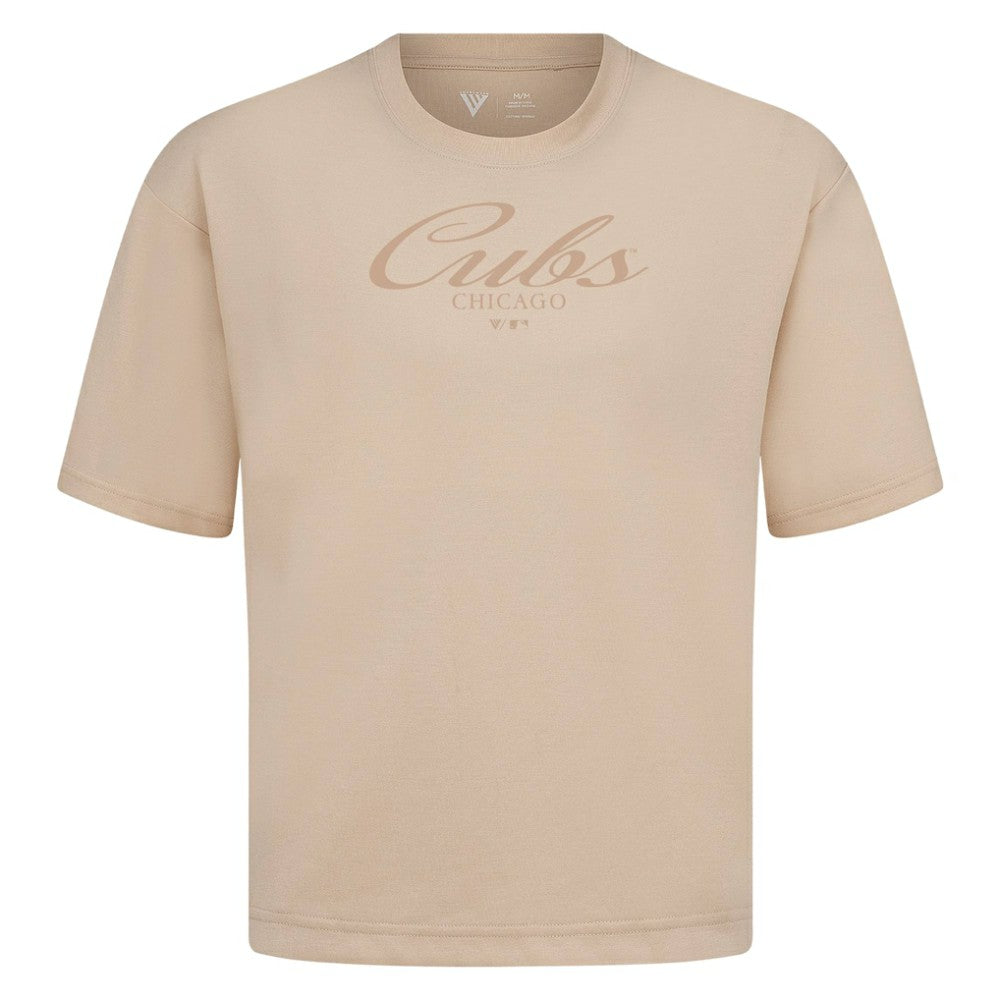 Chicago Cubs Levelwear Ethereal Oversized Luxe Signature Knit T-Shirt - Khaki