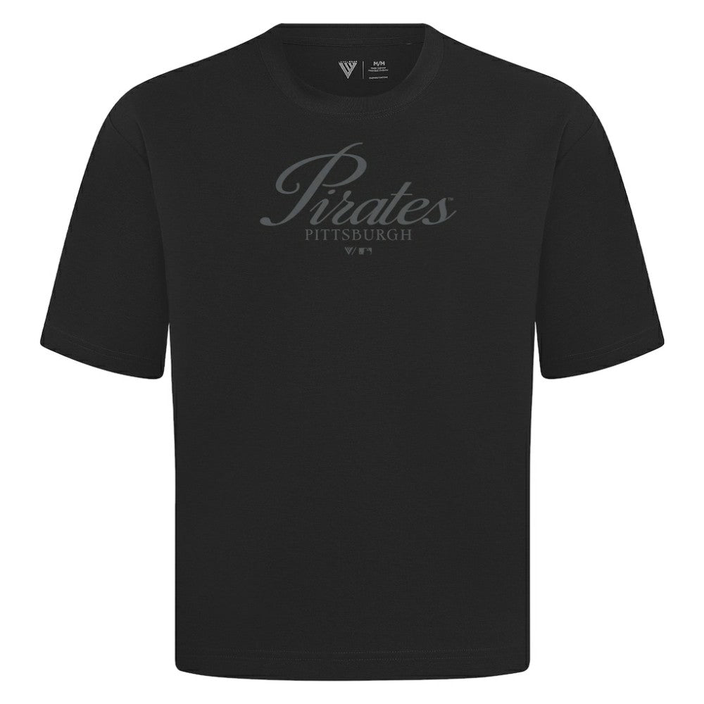 Pittsburgh Pirates Levelwear Ethereal Oversized Luxe Signature Knit T-Shirt - Black