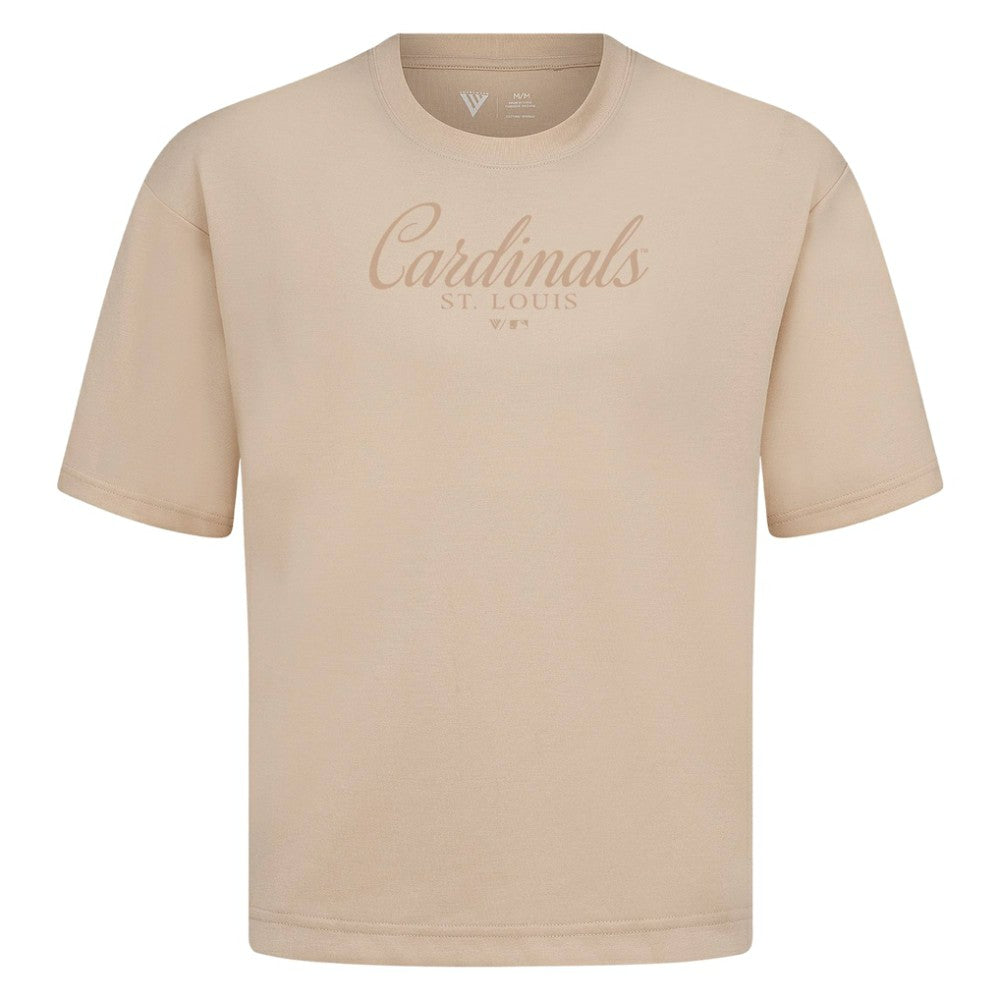St. Louis Cardinals Levelwear Ethereal Oversized Luxe Signature Knit T-Shirt - Khaki